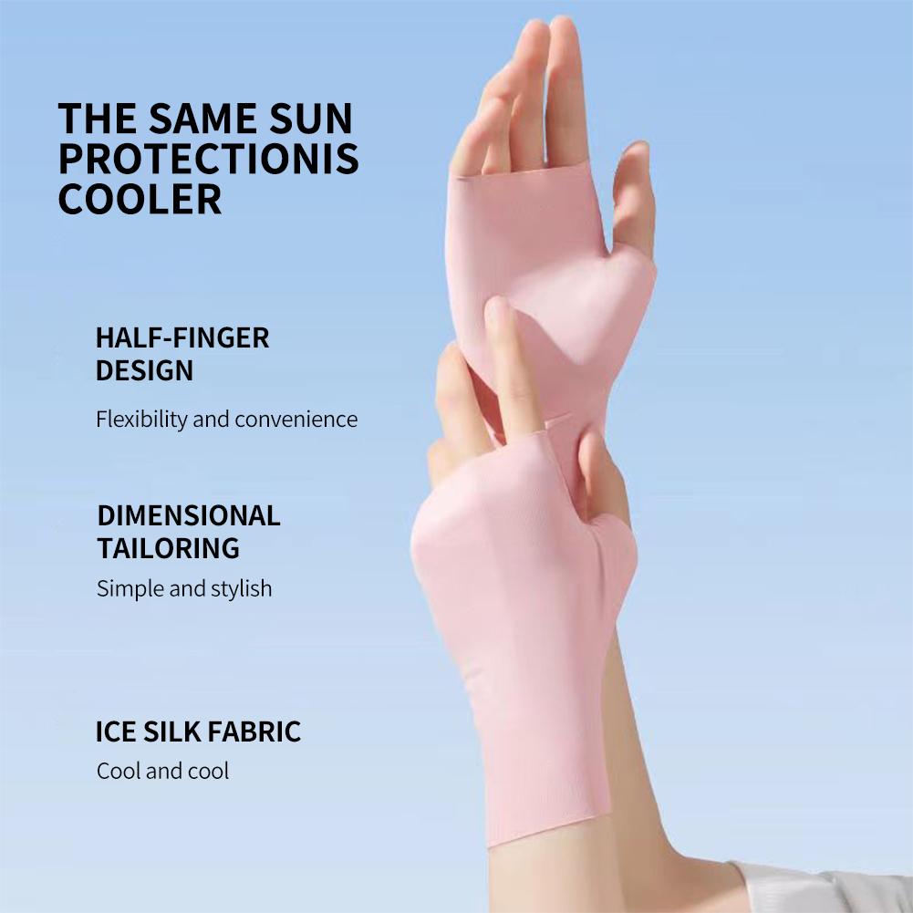 Touch Screen Gloves - Fingerless Silky Ice Silk Sun Gloves