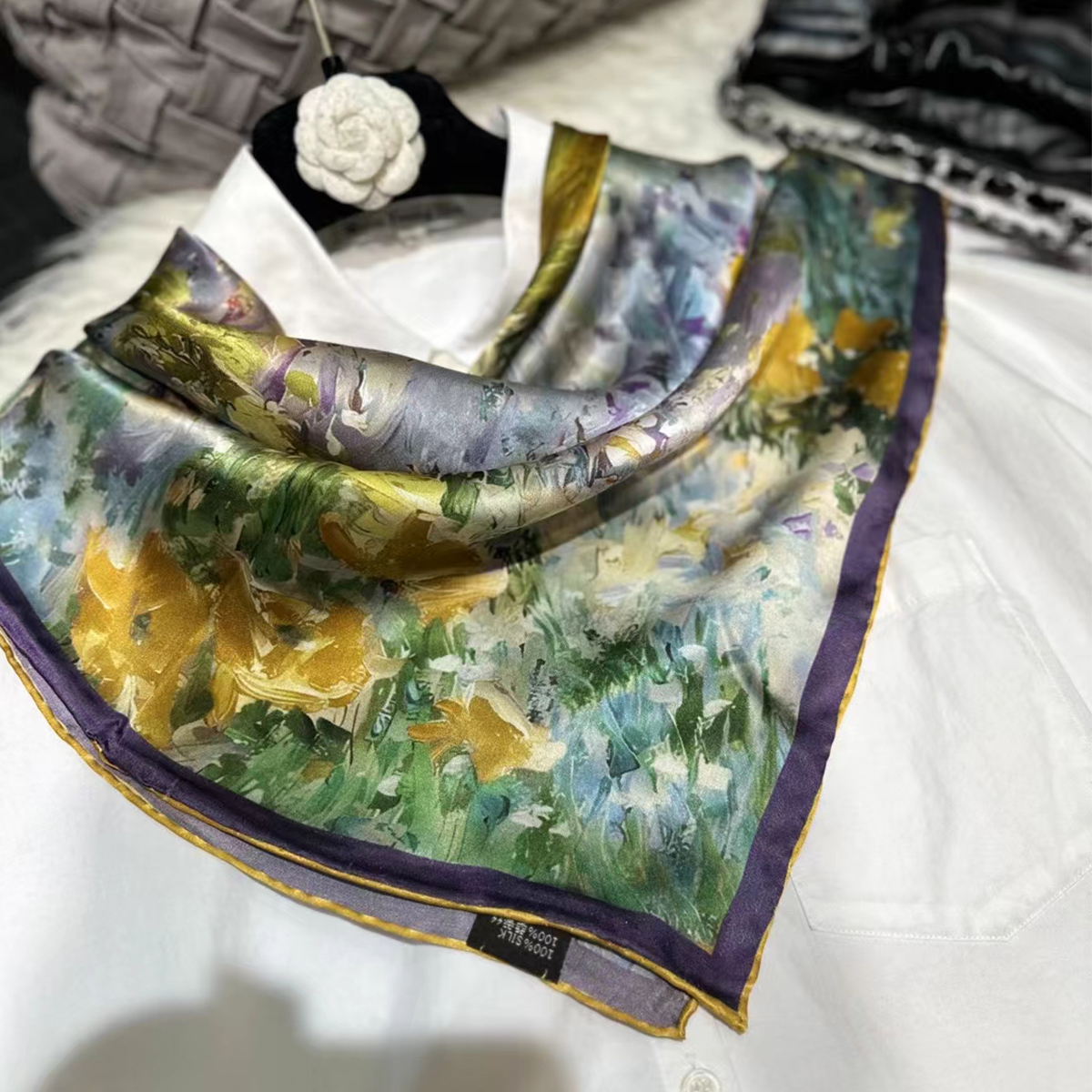 Shawl Wrap Winter - BYSIFA|Blue Green Ladies 100% Silk Scarf