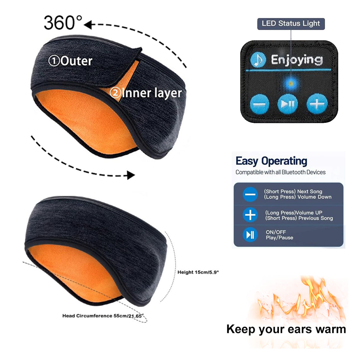 Wireless Bluetooth Headphones  - Winter Headband Fleece 리뷰 및 가격