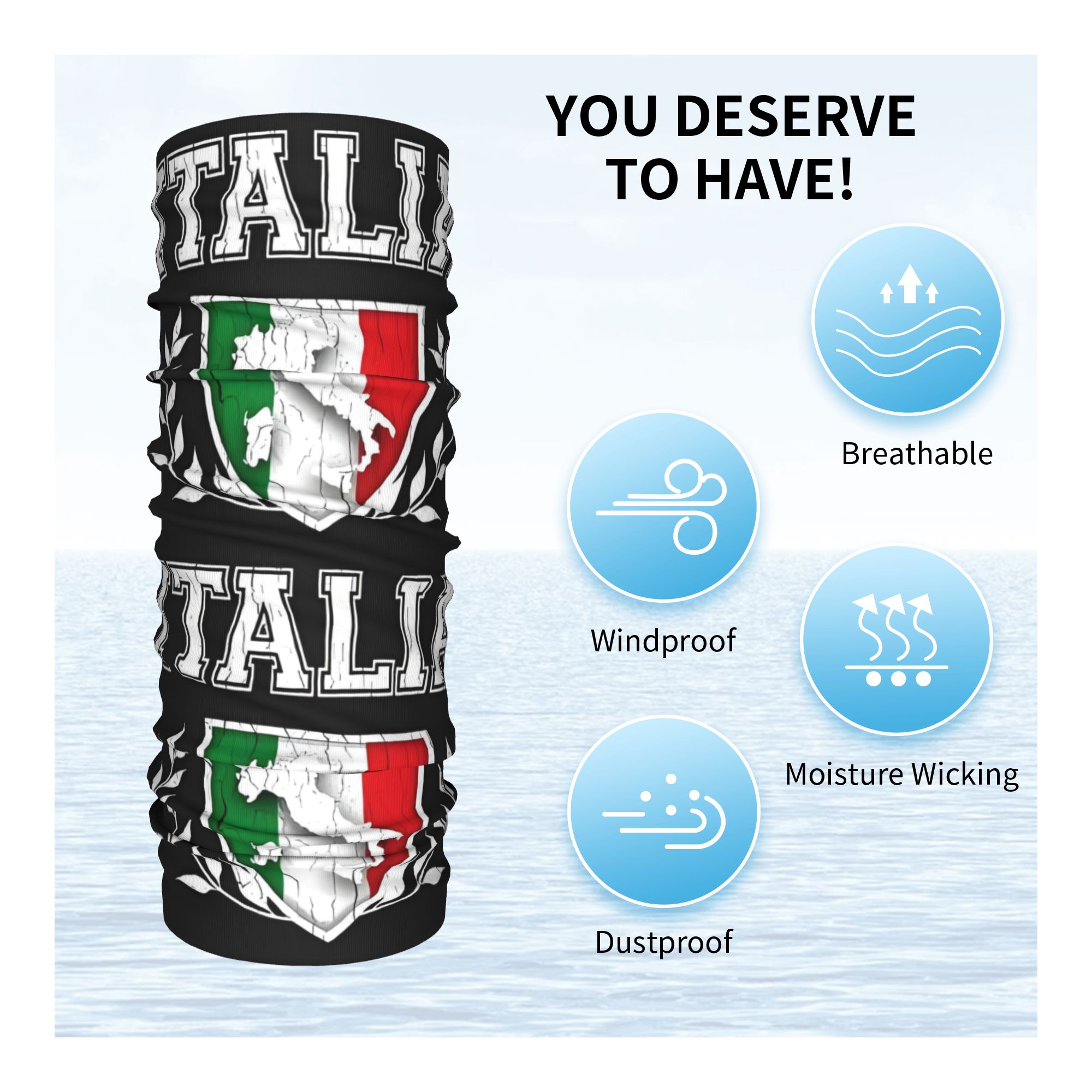 Custom Italy Flag Bandana Neck - Neck Gaiter Fleece 리뷰 및 가격