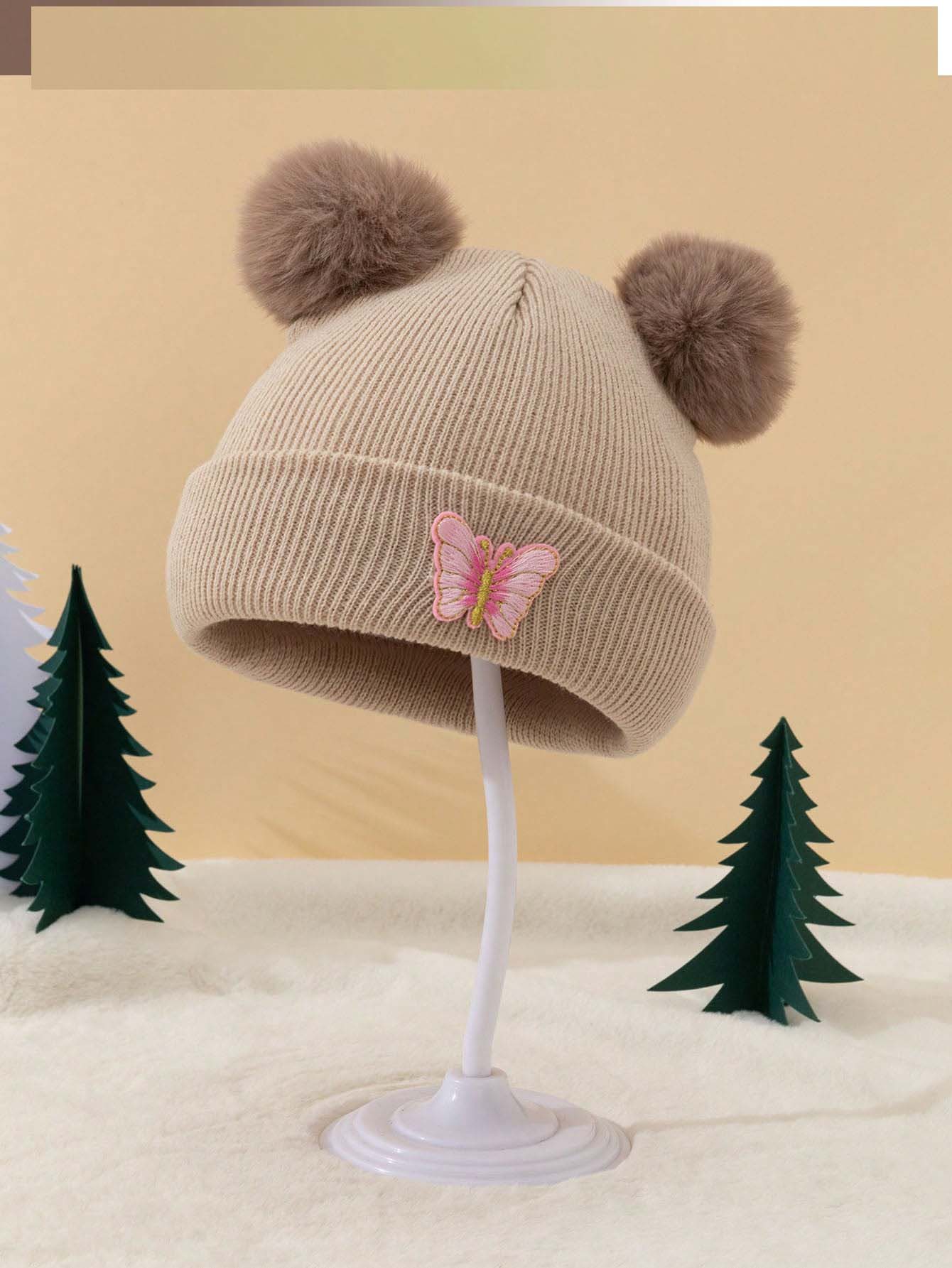 3Pcs Unisex Kids Double Pom Po - Knit Beanie Hat Warm 리뷰 및 가격