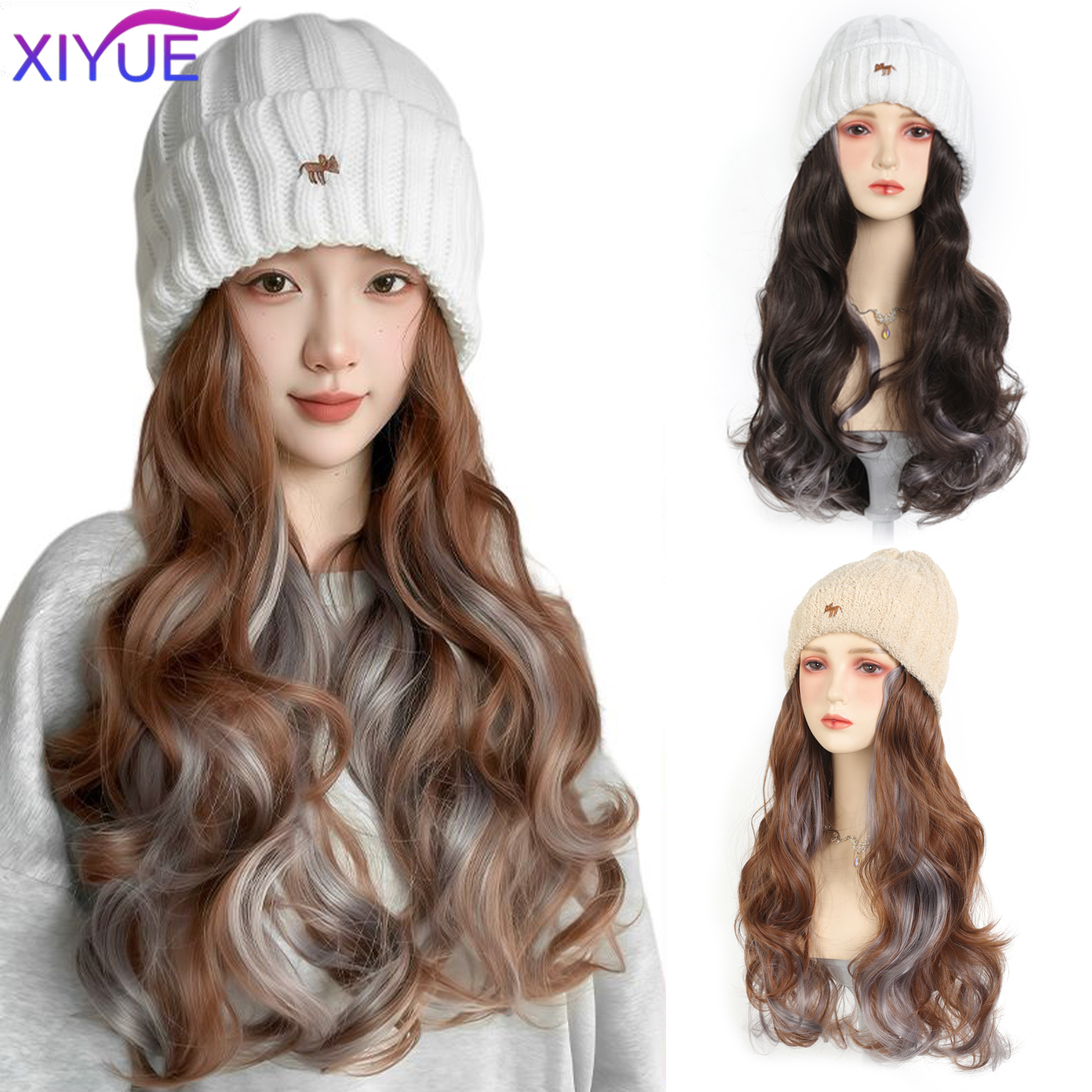 XY Synthetic Hat Wig Beanies H - Knit Beanie Hat Warm 리뷰 및 가격