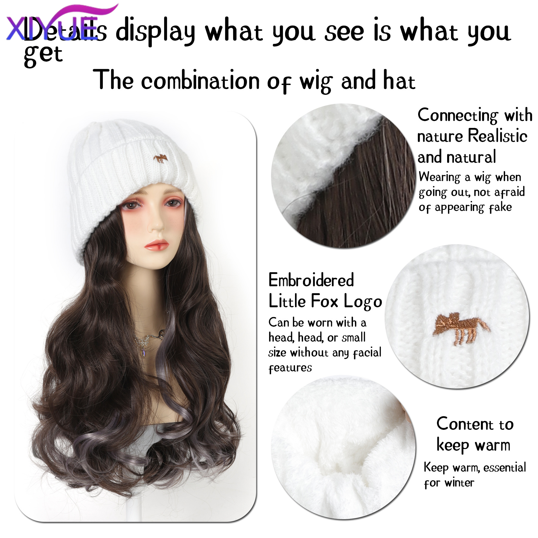 XY Synthetic Hat Wig Beanies H - Knit Beanie Hat Warm 리뷰 및 가격