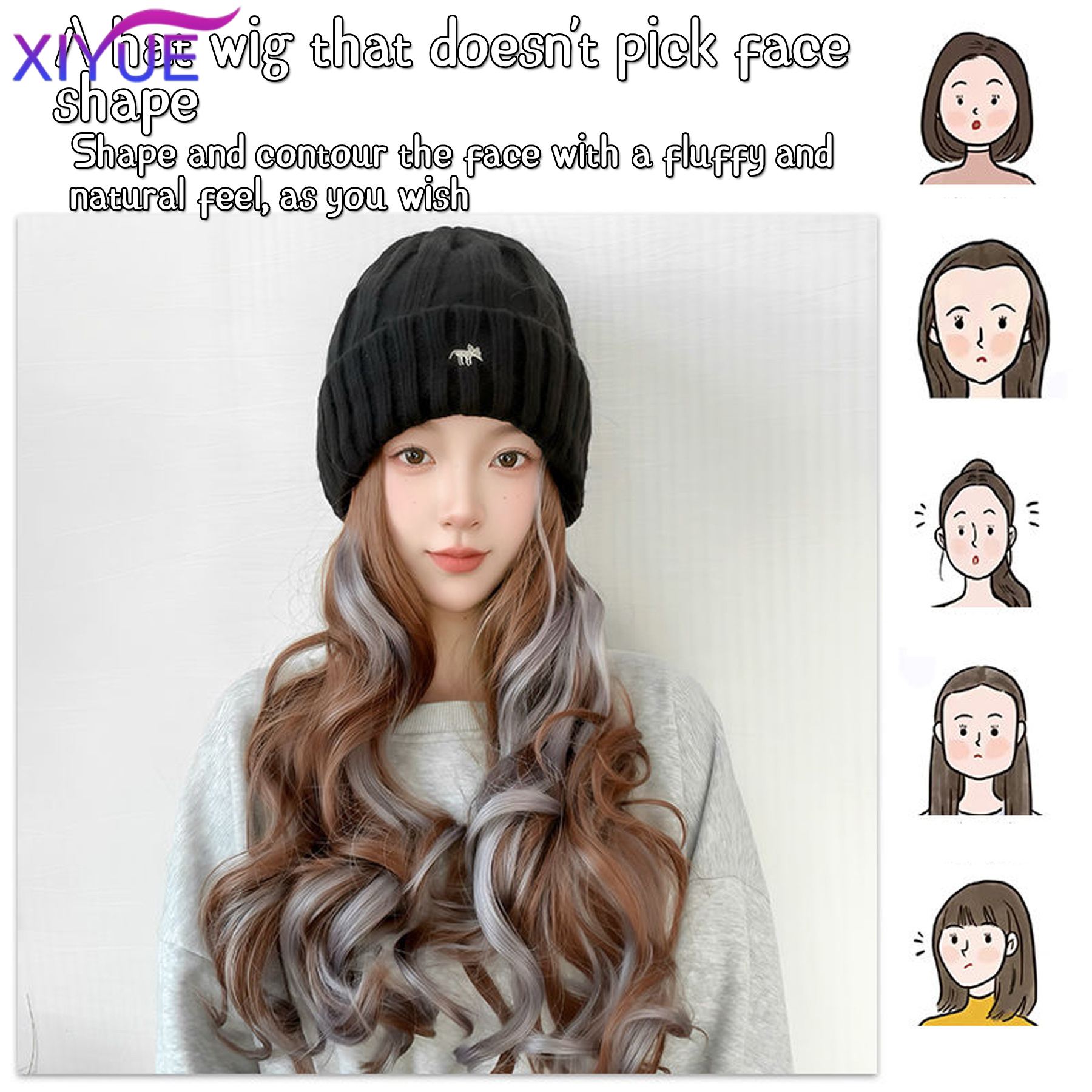 XY Synthetic Hat Wig Beanies H - Knit Beanie Hat Warm 리뷰 및 가격