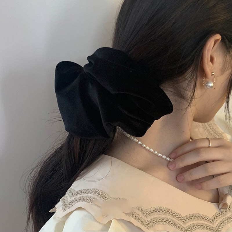 Oversize Black Velvet Scrunchi - Winter Headband Fleece 리뷰 및 가격